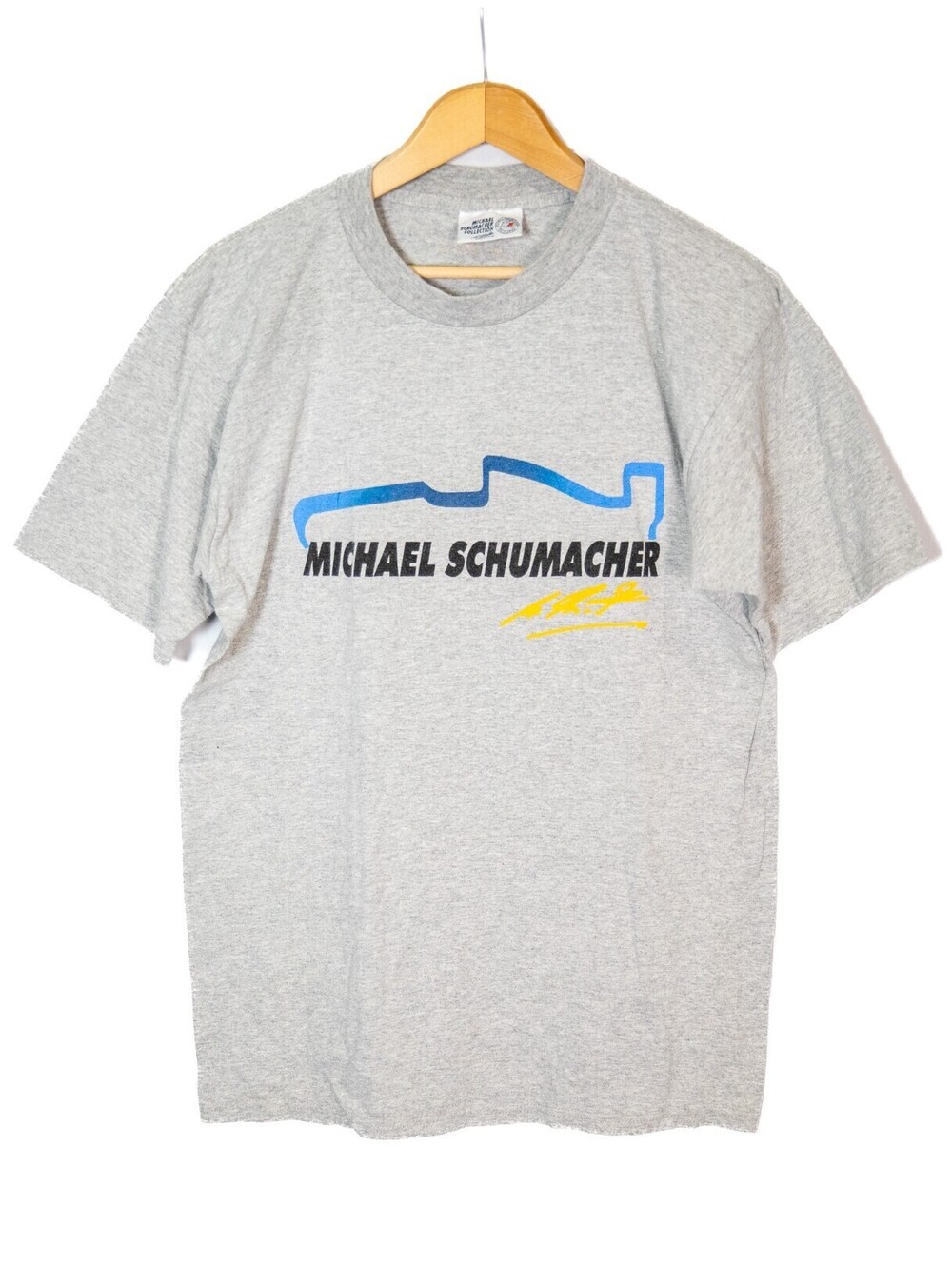 Schumacher 90s Y2K F1 T-Shirt Vintage Racing Men's Cotton Gray Shirt - Men's M